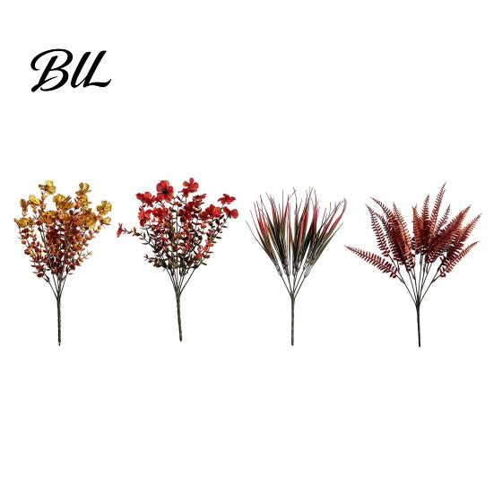 Silk Floral Arrangements With Green Leaves Artificial Fall Flowers, Fake Eucalyptus Violet Greenery Bouquet, Autumn Faux Quirky Interior Design