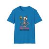 Unisex Softstyle T-Shirt Cartoon Skeleton Party Hat Balloon Halloween Humor
