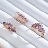 Round Purple Zircon Leaf Design Golden Earrings for Women Vintage Fashion Earrings Luxury Party Jewelry