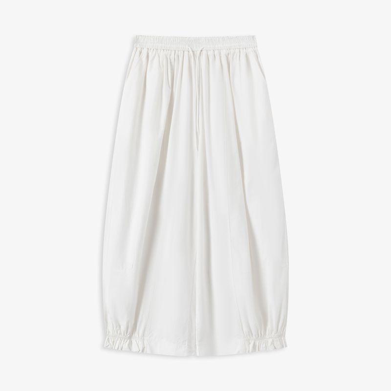 

Aozhiguo Retro Age-Reducing Elastic Waist Pull-belt Foot Mouth Closed Bloomers Women 2 Colors Casual Balloon Pants N White L