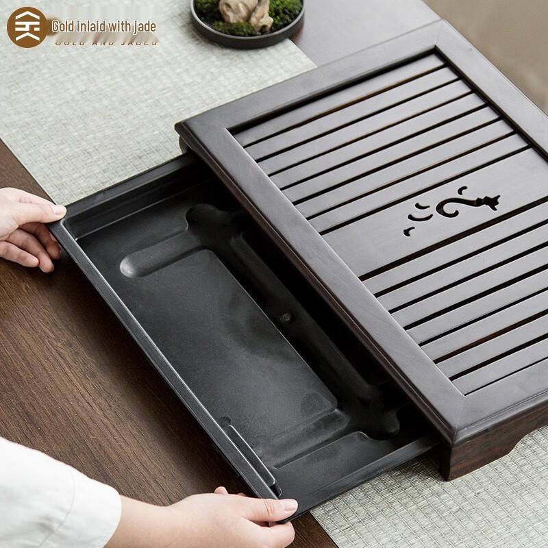 Ebony Solid Wood Drawer Tea Tray