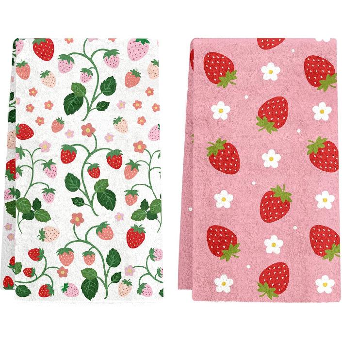 Black Cat Floral Kitchen Towels - Set of 2 Flower Cat Dish Towel for Kitchen Drying, Soft Absorbent Cute Dish Towels Cats Spring, Black Cats Flower