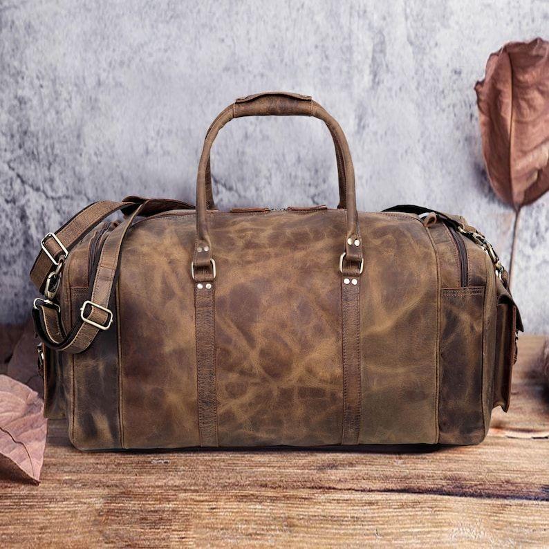 Leather Duffle Bag Handmade Leather Weekender Gym Bag Travel Bag Overnight Bag, Men Vacation Duffel Bag Leather Holdall Bag Gift for him