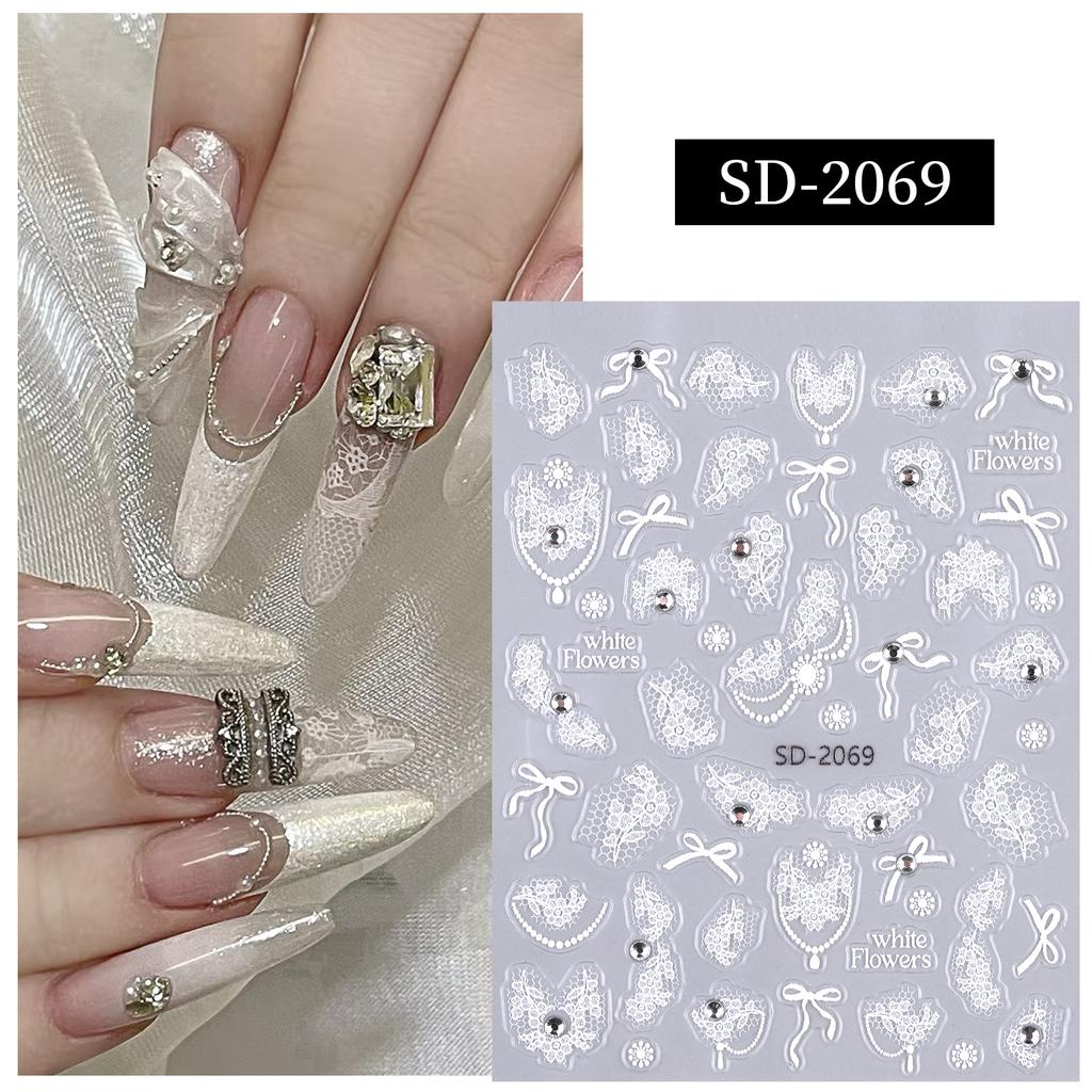 5D Relief Ins Wind Nail Art Sticker Premium Light Luxury With Diamond Bronzing Nail Sticker