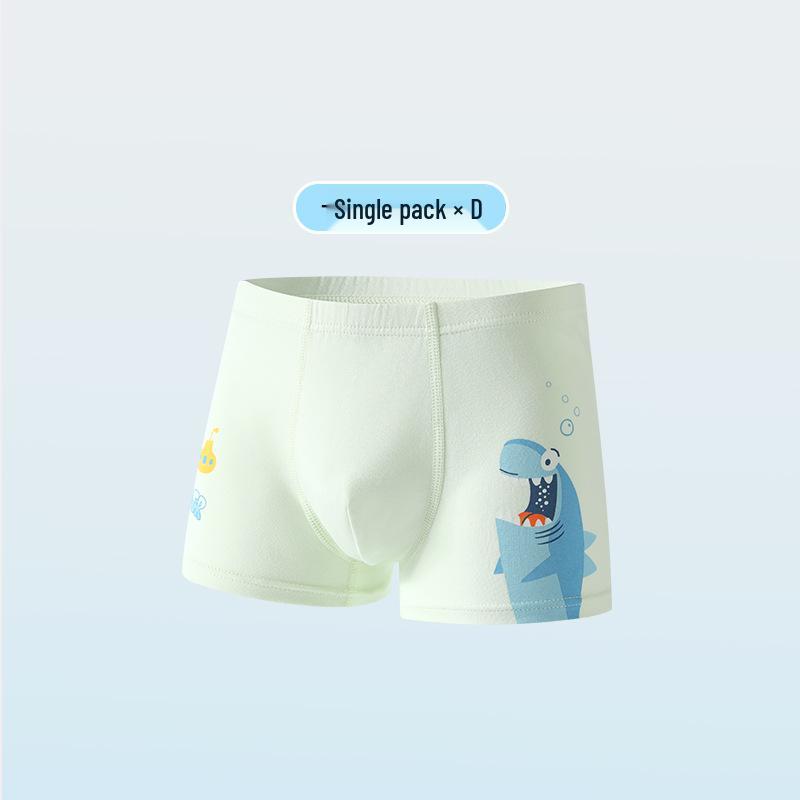 Wide Waist Non-Binding Boys' Pure Cotton Cartoon Boxer Briefs, Antibacterial Crotch, Class A, Four-Corner Design, Primary School Underwear