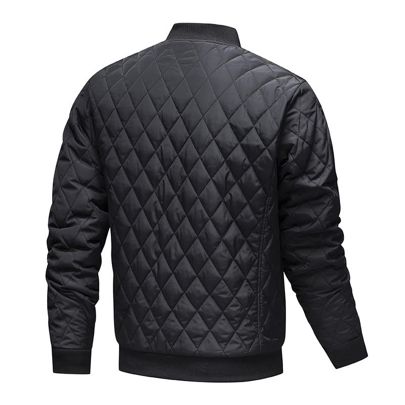 Men's New Autumn and Winter Warm Trendy Diamond Cotton Jacket for Men's Trendy Baseball Collar Cotton Jacket
