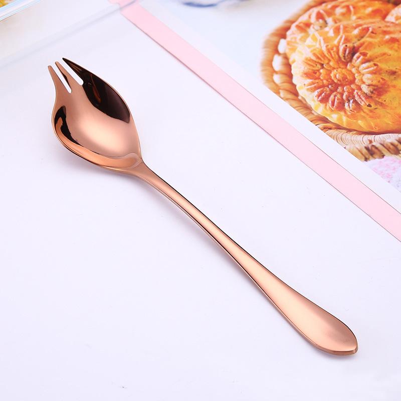 Creative Stainless Steel Fruit Salad Fork Spoon Colorful Ice Cream Dessert Spoon Multi-Function Tableware Kitchen Accessories