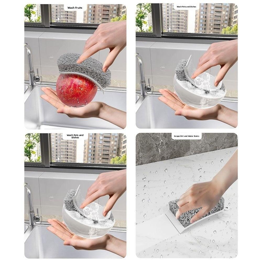 Multifunctional 3in1 Silicone Cleaning Sponge Double-sided Reusable Dishwashing Brush Kitchen Sponge Wipes Clean Tool