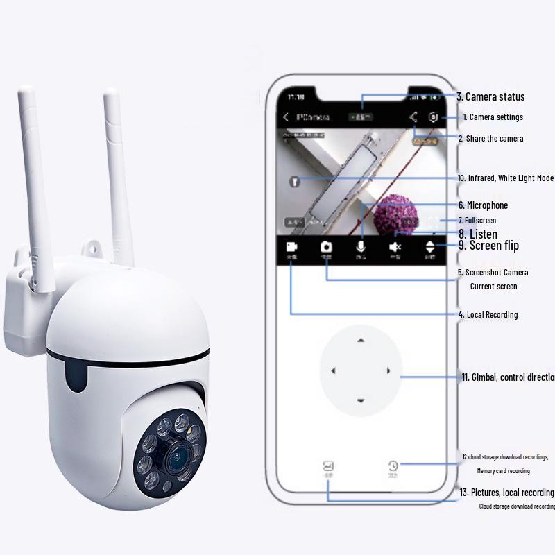 360° Rotating HD Night Vision Outdoor WiFi Camera with Remote App Monitoring