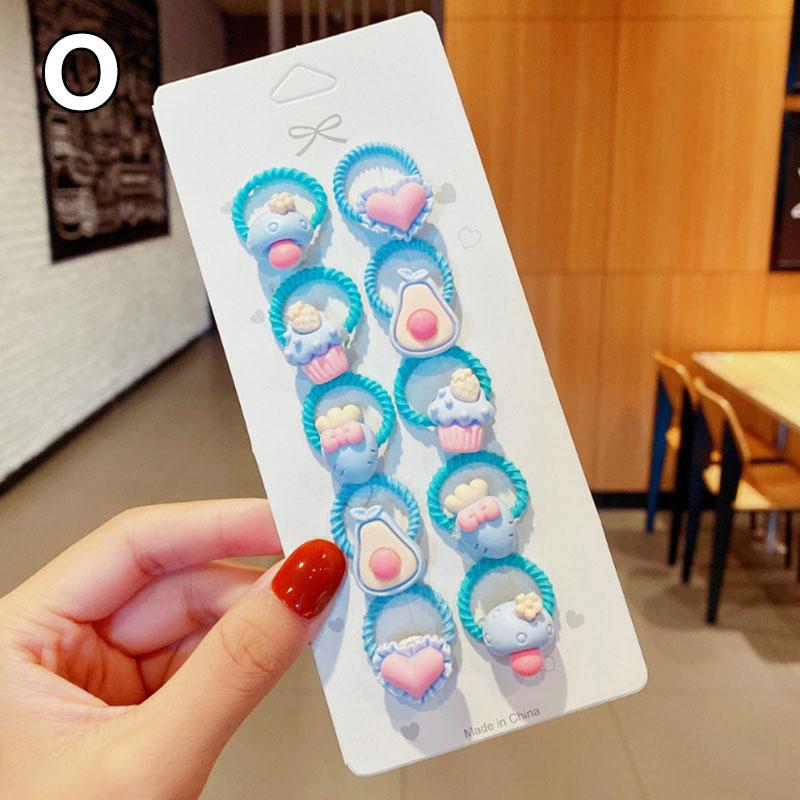 

10 шт./компл., держатель для хвоста, резинки для волос, эластичные резинки для волос с животными, фруктами, детские аксессуары для волос, мультяшные O