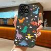 Cartoon Dinosaur Colorful Floral Phone Case For iPhone 16 15 13 12 11 14 Pro Max 16E 12 Mini XR XS X 7 8Plus SE2 Soft Cover