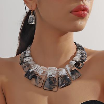 Dichiarazione vintage in stile bohémien, set di collana e orecchini audaci, girocollo con colletto spesso