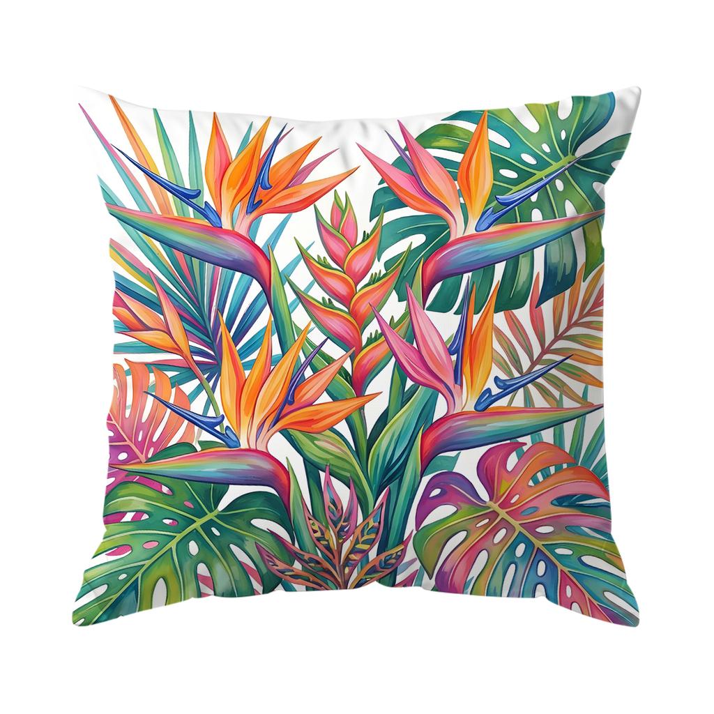 Tropische Hibiskusblüten Palmen Kissen Kissenbezug Polyester Kissenbezug Dekokissen Kissenbezug Haus Auto Sofa Dekor