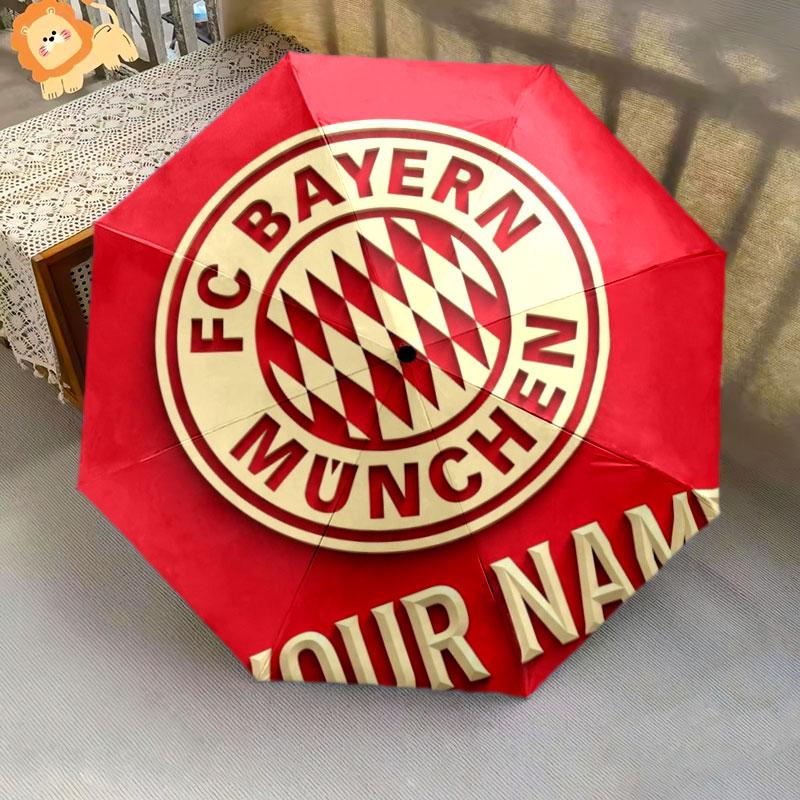 1 PC Automatic Folding Umbrella - FC Bayern Munchen Custom Name Pattern, Portable & Foldable Design with 8 Ribs, Christmas Birthday Gifts
