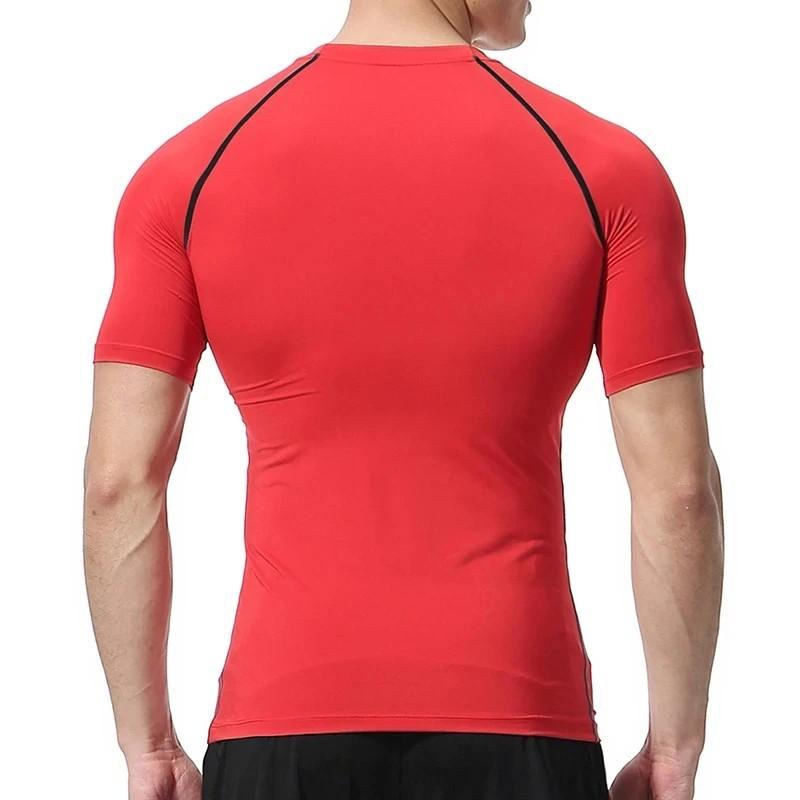 Men's Stretch Compression Tee Shirt Fitness Gym Sports Running T-Shirt Quick Dry Breathable Basketball Training Short Sleeve Top
