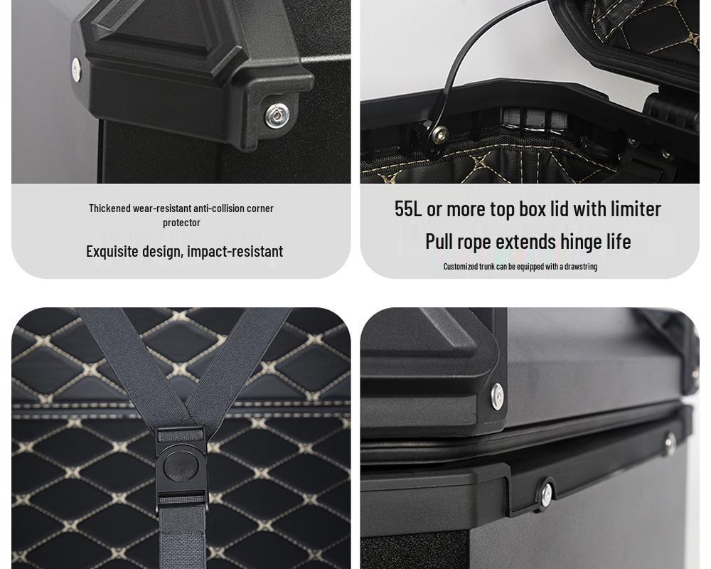 Quick Release Aluminum Motorcycle Tail Box - Available In 28L To 100L Capacities