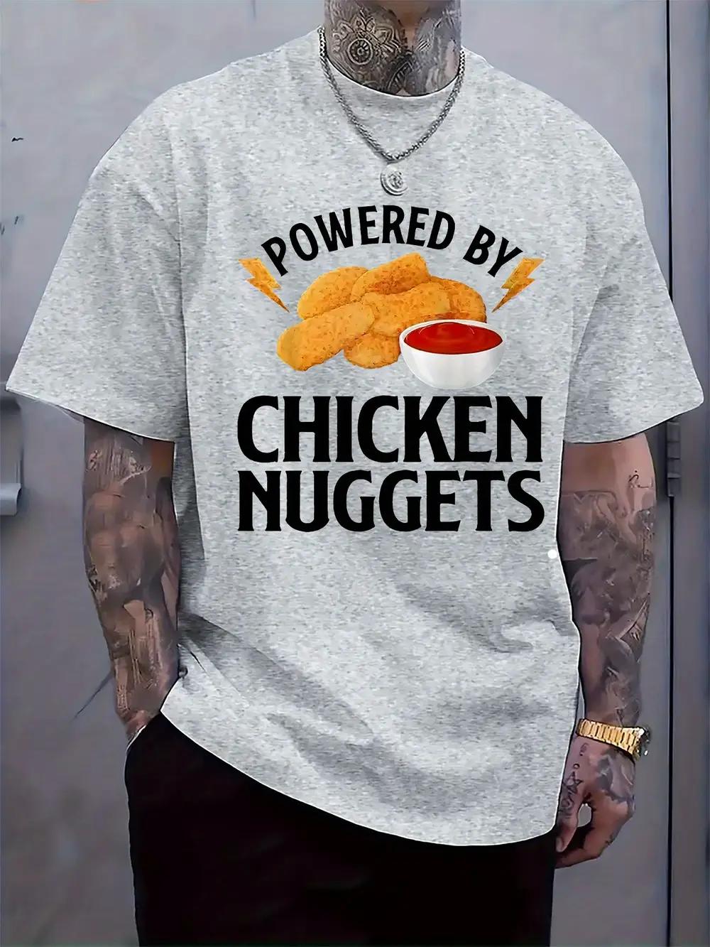 Chicken Nuggets Power Graphic T-shirt - Casual Crew Neck M
