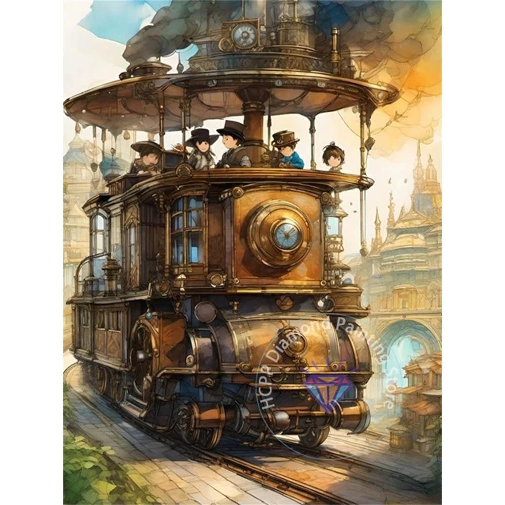 Steampunk Train Diamond Drawing Kit 5D DIY Diamond Embroidery Industrial Punk Handmade Art Exquisite Adult Gift Home Decoration