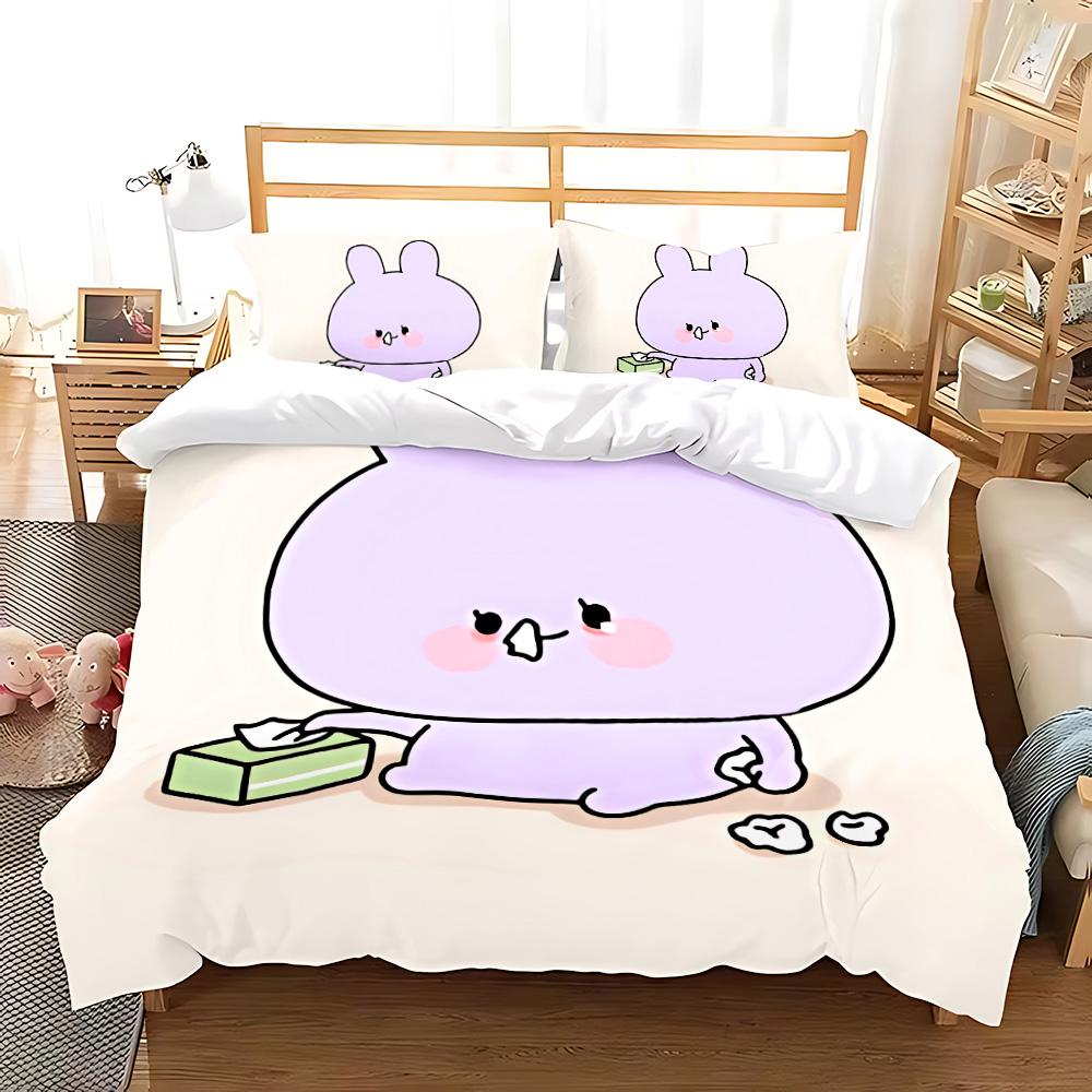 Asleep Cute Asamimi Square Bedding Sets Quilt Bed Cover Comforter Duvet Cover Pillow Case 3pcsSets Kids Adult Bedroom Decoration