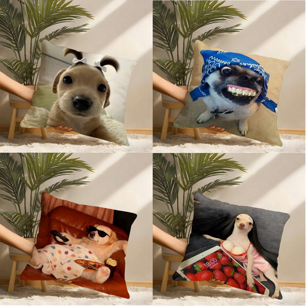 Dog Funny MEME Pillow Case Pillowcase Doublesided Printed Sofa Cushion Bedroom Headboard Pillow