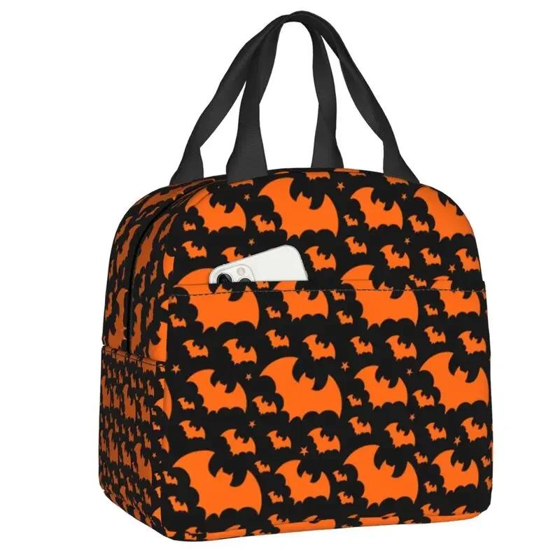 

Хэллоуин Гот Летучие мыши Сумка для ланча Термо Кулер Изолированный Бокс Для Женщин Детей Работа Школа Пляж Кемпинг Сумки-тоут для еды 22x20x13CM розовый