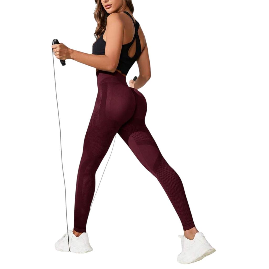 Colanti Sport Eleganti High Waist Push-Up Effect Tummy Control Leggings Burgundy