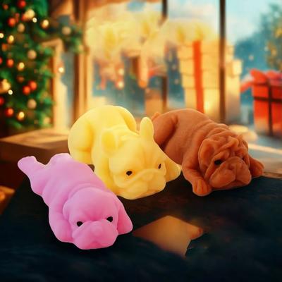 Adorable Pink Squishy Dog Stress Relief Toy Soft and Stretchable Anti-Anxiety Companion for Kids and Adults