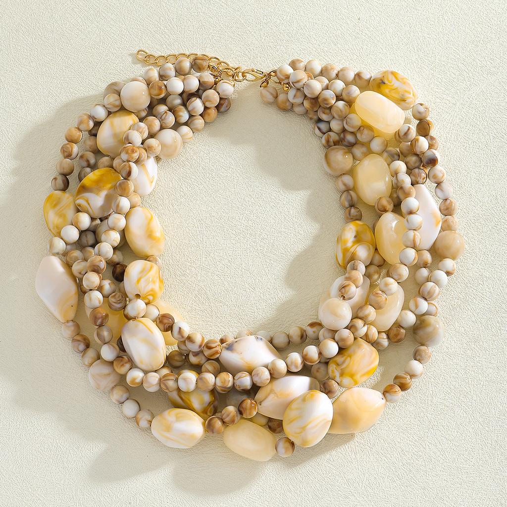 Fashion, hand-beaded multi-layer necklace, personality trend, boho style, layered collarbone chain, daily casual