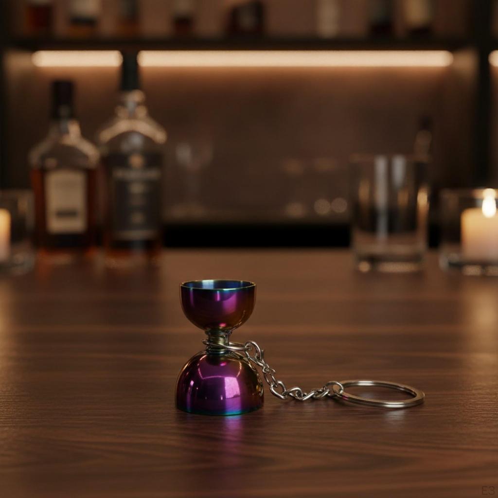 Mini Jigger with Keychain | Stainless Steel Build, Compact Pocket Size, DoubleEnded Cocktail Jigger,