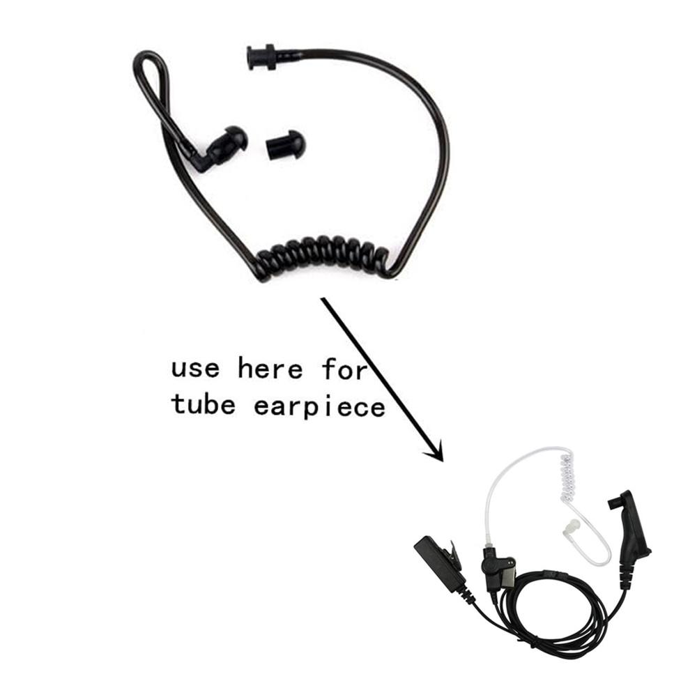 Black Accoustic Ear Tube+ Black Medium Earmold For Radio Earpiece