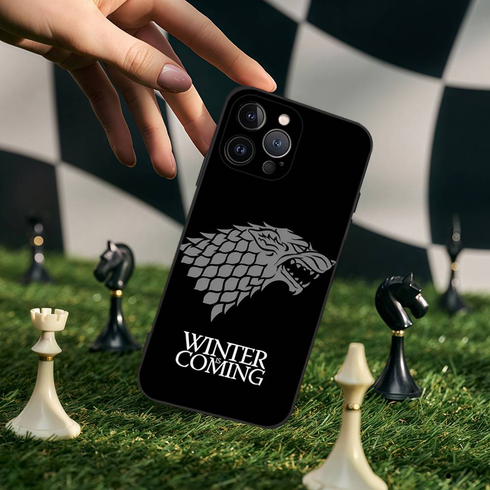 Custodia Nera in Silicone con Fantasia Logo Cool di Game of Thrones Per iPhone 17 Air 16 15 14 13 12 11 Pro Max Plus Retro in TPU