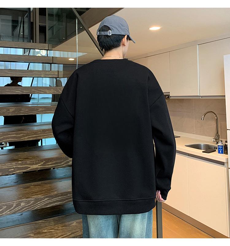 Men's Loose Fit Round Neck Sweatshirt - Autumn/Winter 2025, Plus Size, Trendy American Letter Casual Pullover