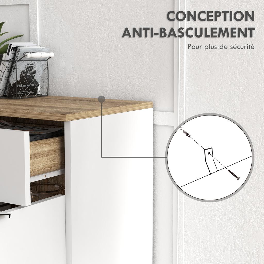 Kitchen Sideboard Storage Unit 1 Drawer 1 Double-Door Cupboard 3 Adjustable Shelves 95 x 35 x 85 cm White