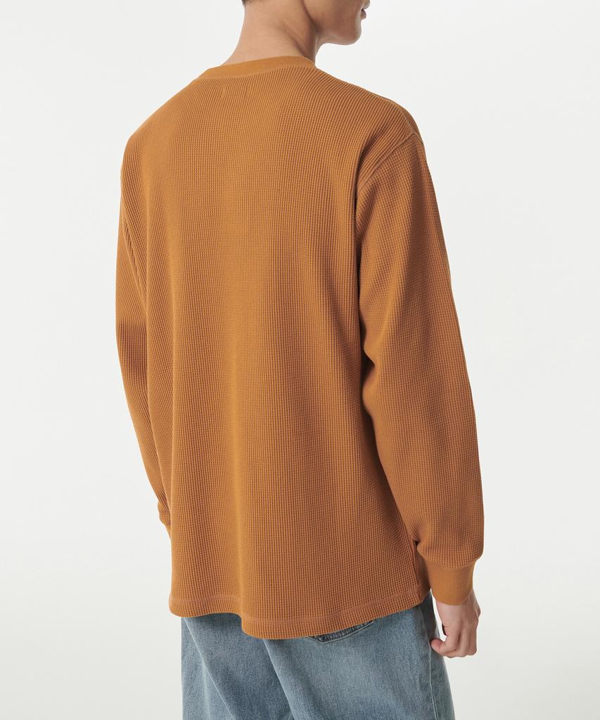 MUSINSA STANDARD Waffle Relaxed Crew Neck Long Sleeve T-Shirt [Terracotta]