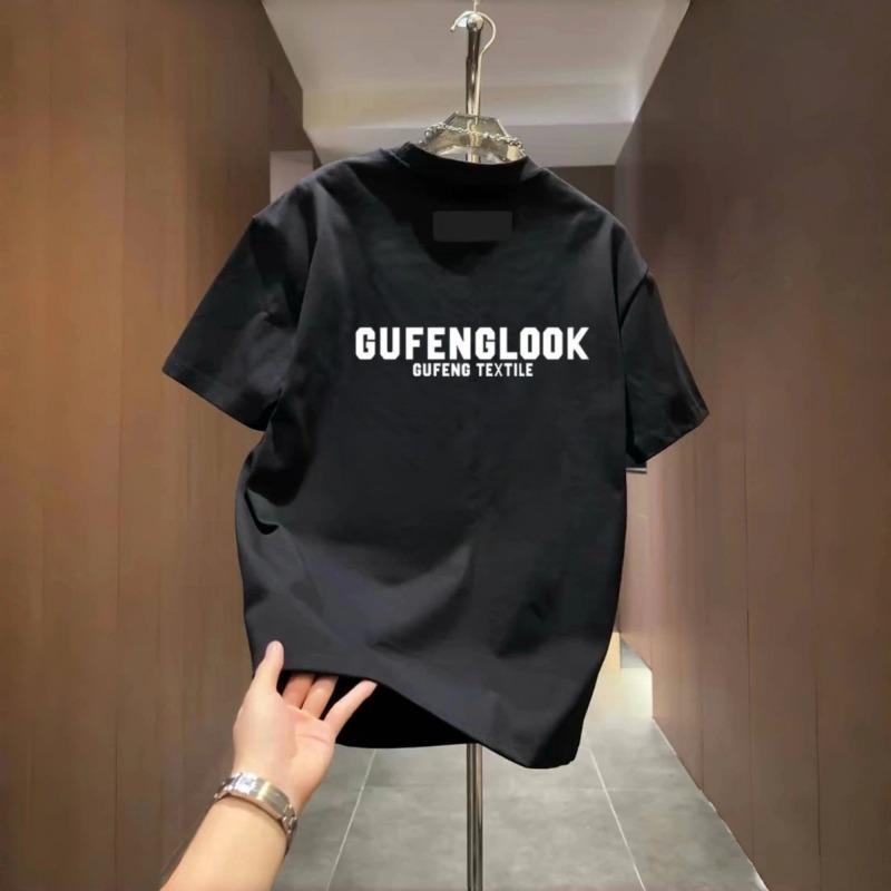 Men Dark Style Printed Loose Heavy Cotton Short Sleeve Casual T Shirt S чёрный