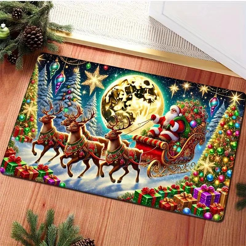 Christmas Santa Claus Welcome Entrance Doormat Home Decor Carpet Indoor Outdoor Floor Mat Living Room Bedroom Bath Kitchen Rug