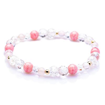 Natural Stone Bracelet Power Stone 4mm Present Amulet Quality Assurance Rose X Rose [Kyojudo] Women's (Inca Quartz, 15cm)