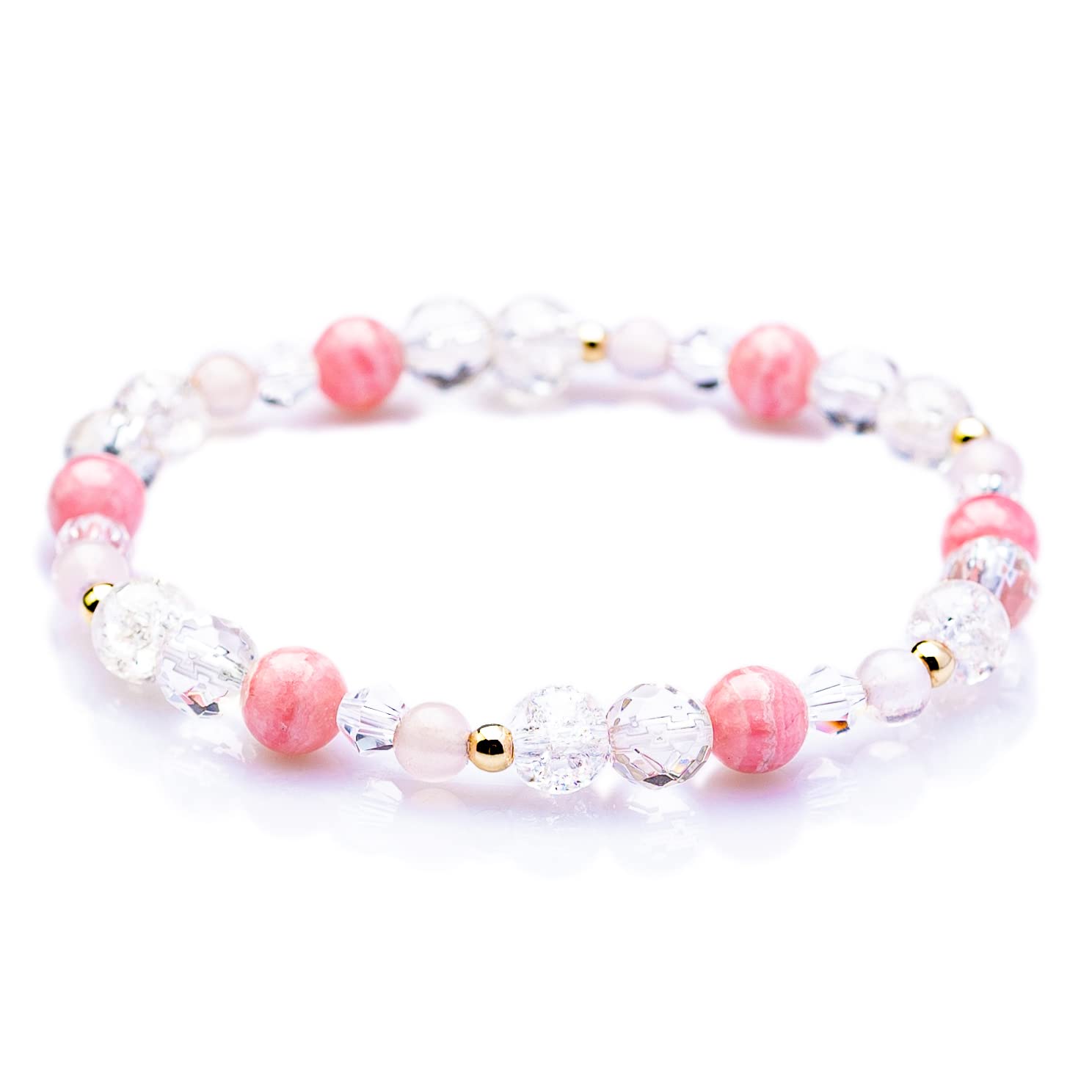 

Natural Stone Bracelet Power Stone 4mm Present Amulet Quality Assurance Rose x Rose [Kyojudo] Women s (Inca Quartz, 15cm)