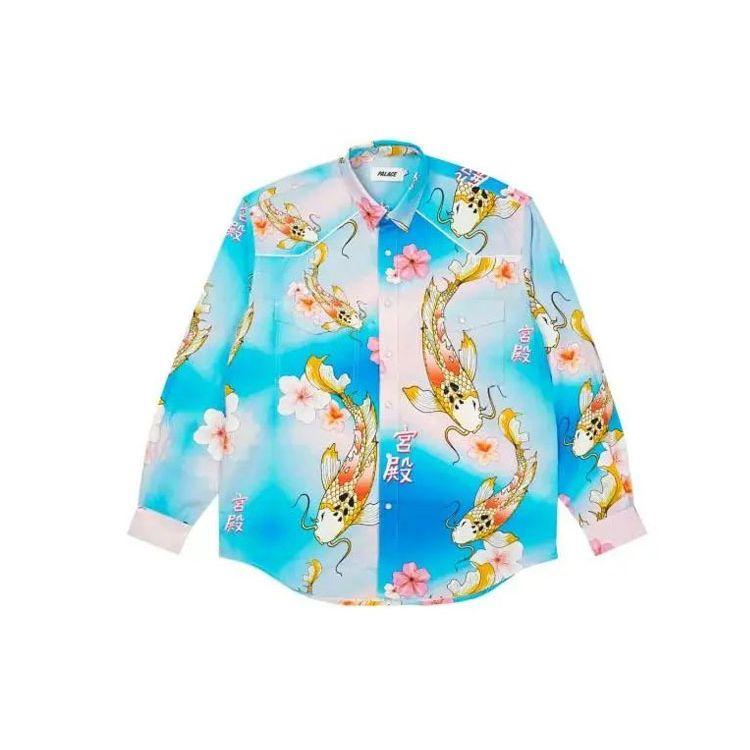 Palace FW21 Carp Shirt Unisex Shirts Blue Pink P21SHT004