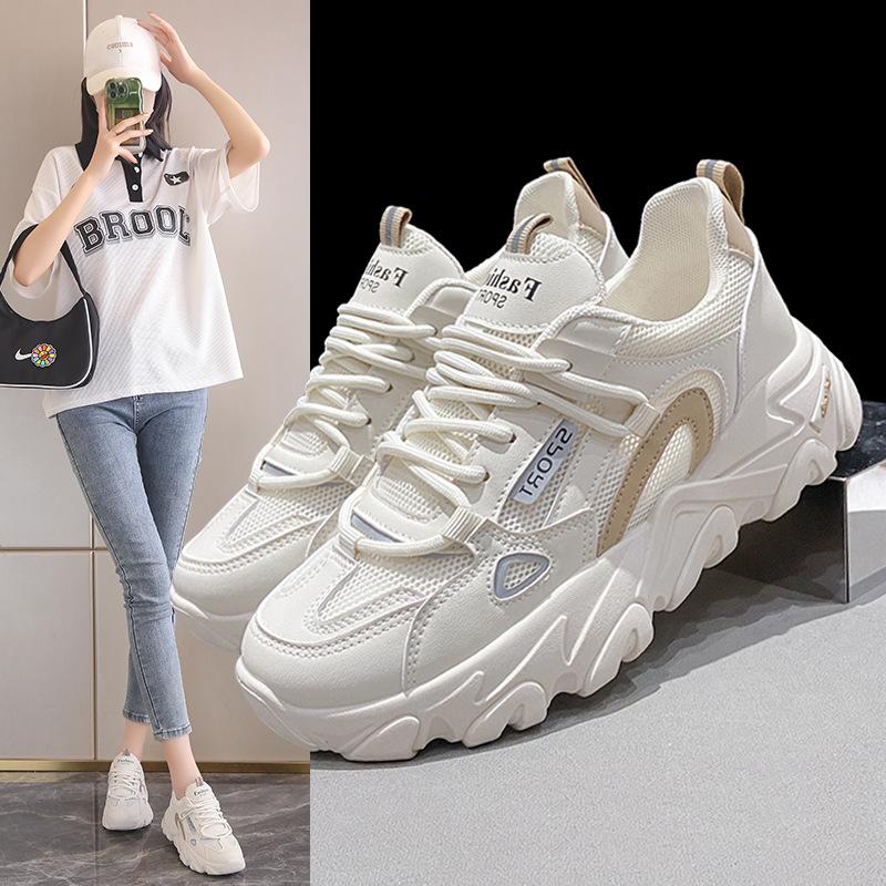 Showing feet small women's shoes spring and summer new breathable mesh dad shoes women's ultra-lightweight shock-absorbing sports shoes women's
