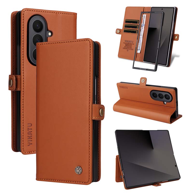 

Leather Phone Case For Samsung Galaxy Z Fold 7 6 5 4 3 Fold4 Fold6 Fold5 Fold7 Fold3 5G Business Flip Wallet Card Holder Cover Galaxy Z Fold7