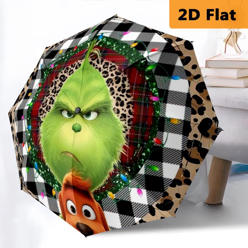 1 Stück Grinch-Schirm Tragbare 8-Rippen-Struktur geeignet für alle Jahreszeiten, Zuhause, Reisen, Outdoor-Schirm