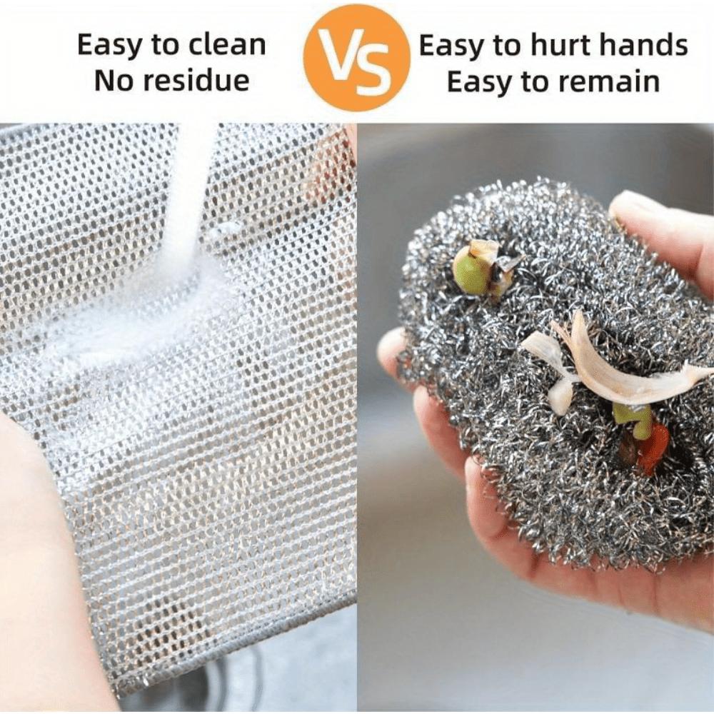 20pcs Magic Cleaning Cloth Thickened Double -sided Metal Silver Wire Rags Kitchen Dish Pot Washdishing Cloths Towel Clean Tools