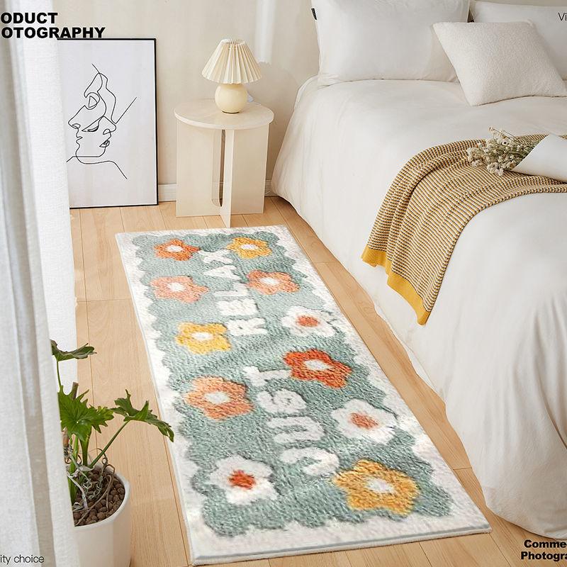 

VIKAMA Faux Sheep Velvet Carpet Bedroom Dirty Resistant Bedside Rug Simple Entry Bathroom Shaggy Floor Mat Home Decoration 40X120CM(1.3X3.9FT