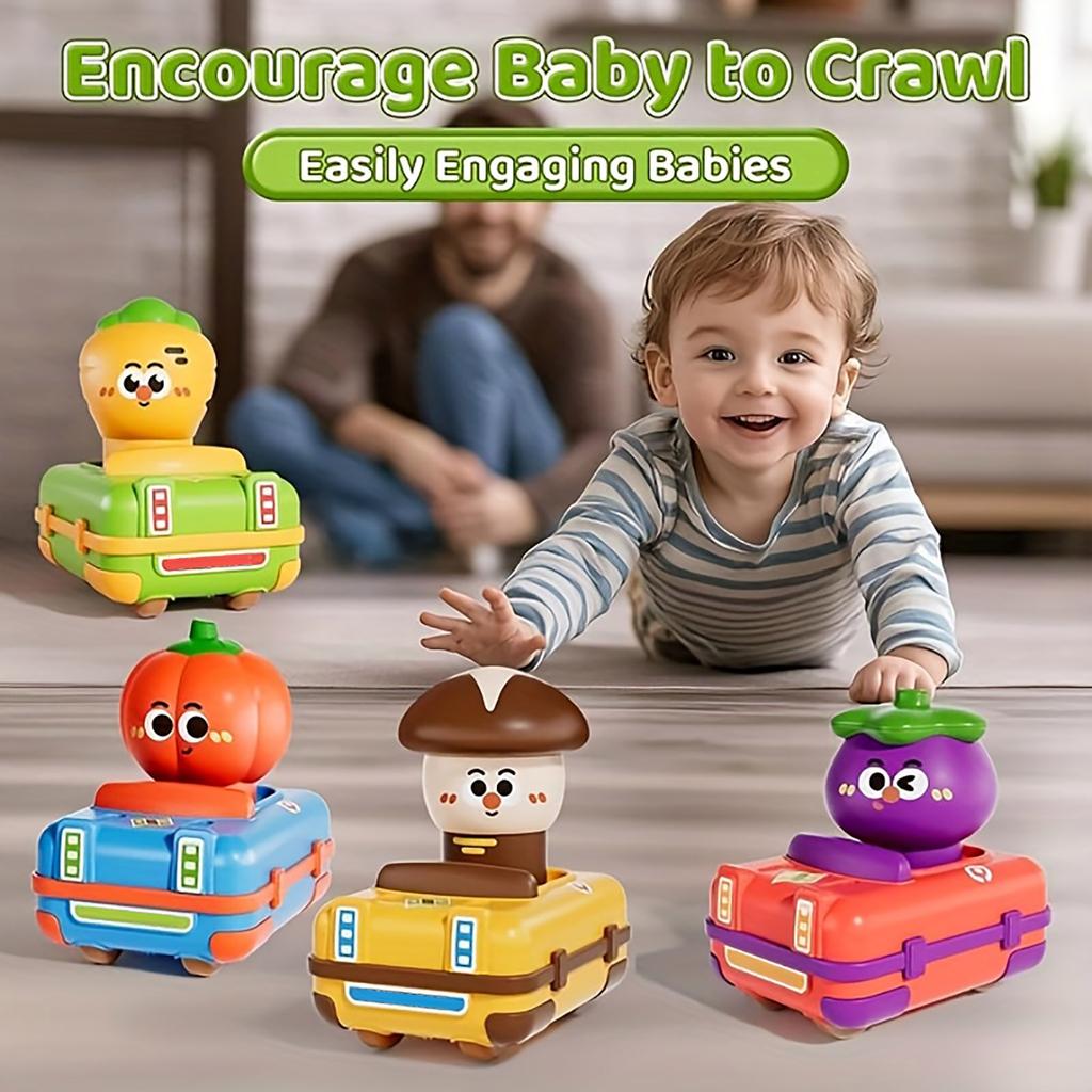 4PC Pack Press Suction Car Kids Toy, 1-3 Years Old Baby CarToy Suitable For Parent-Child Interactive Play, Perfect Birthday And Holiday