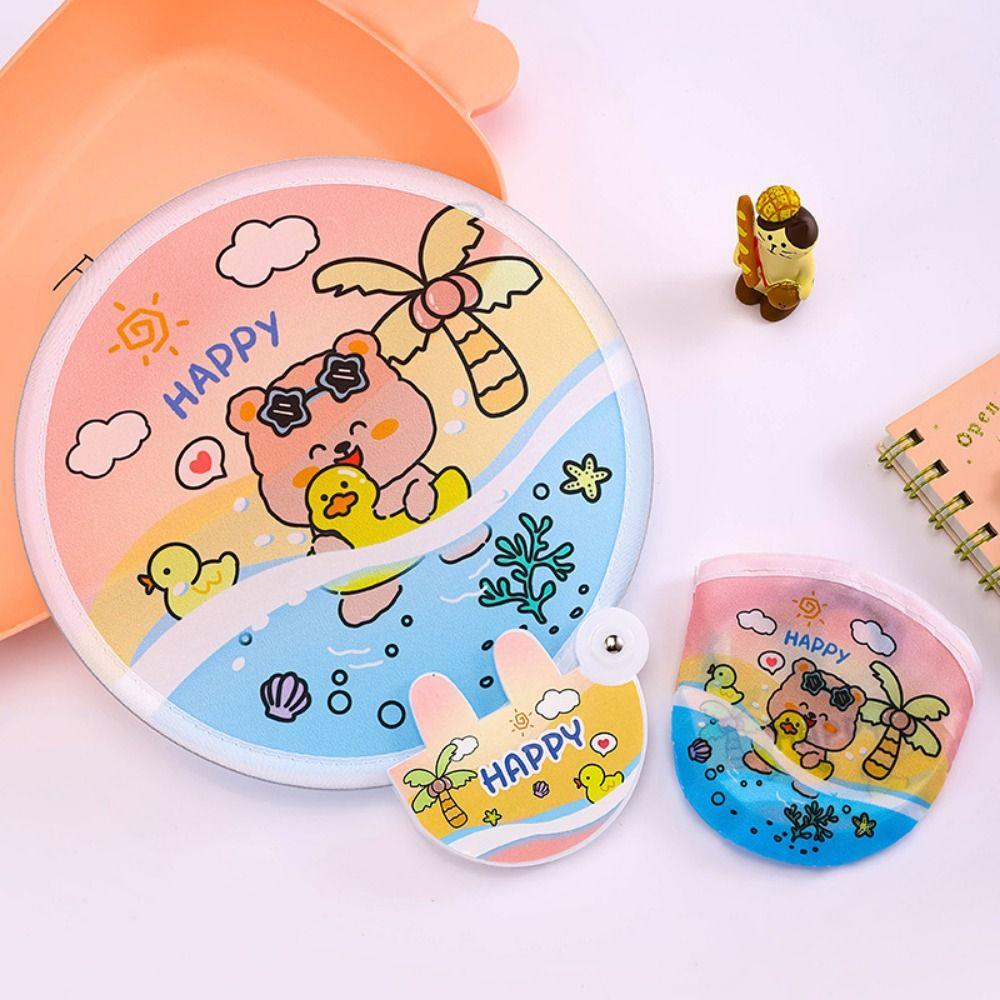 5Pcs Decorative Round Pocket Fan Cartoon Cool Fan Portable Hand Fan  Student