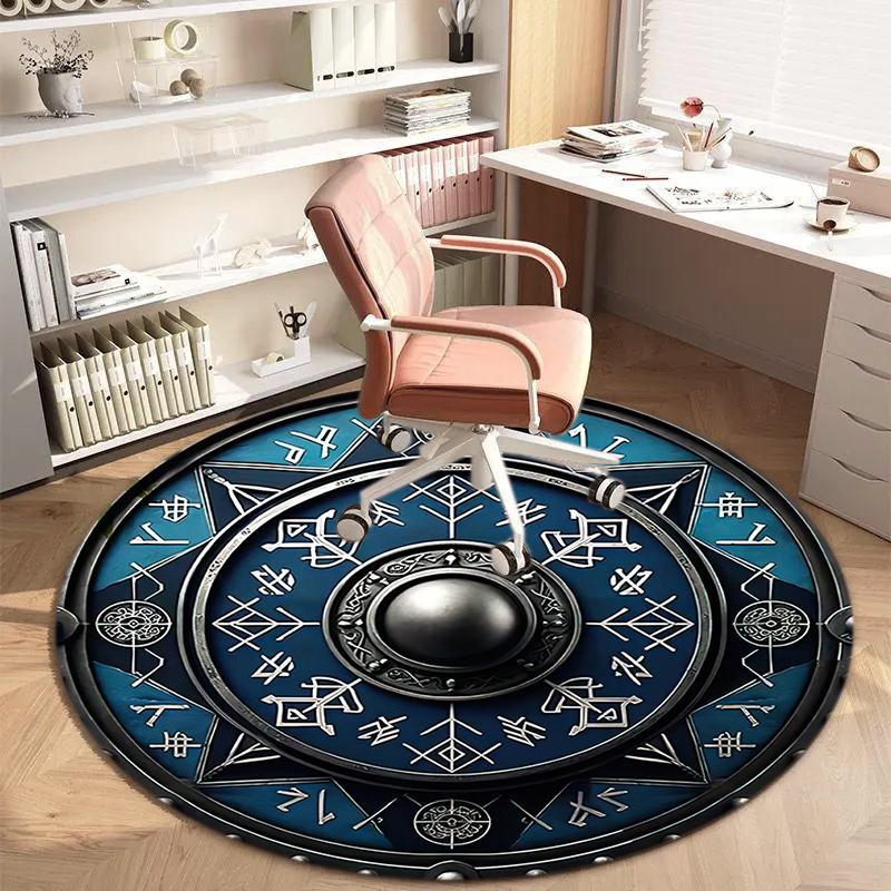 1Pc Viking theme Printed circular carpet, home door mat, outdoor travel protection carpet A1