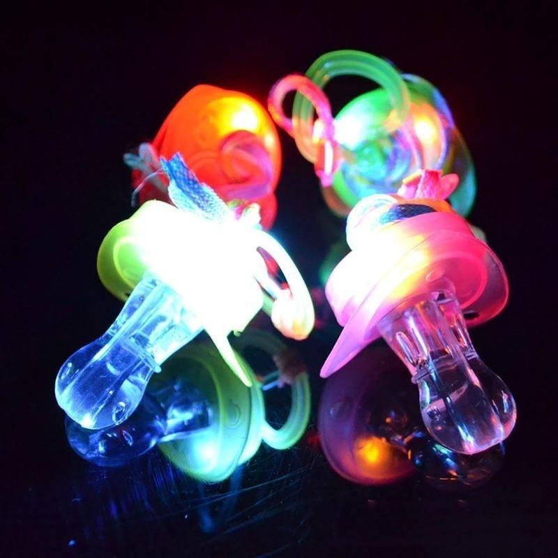 Light Up Pacifier LED Rave Party Glow Glowing Whistle Flashing Lanyard Blinking
