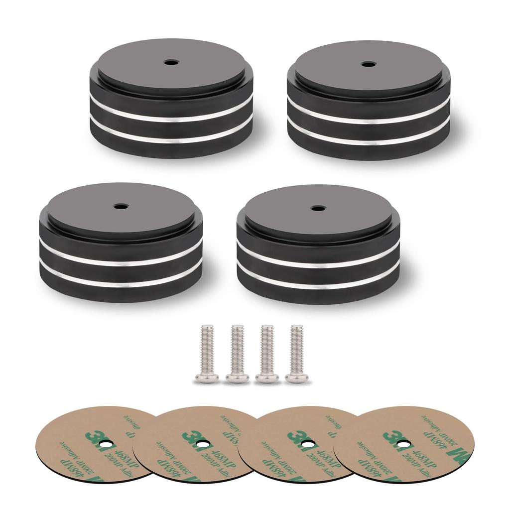 Monosaudio Speaker 400kg Weight Improved Audio Sound Vibration Compatible with 3M Tape and Screw for Home AV and Sound 4-Piece Insulators, Aluminum,