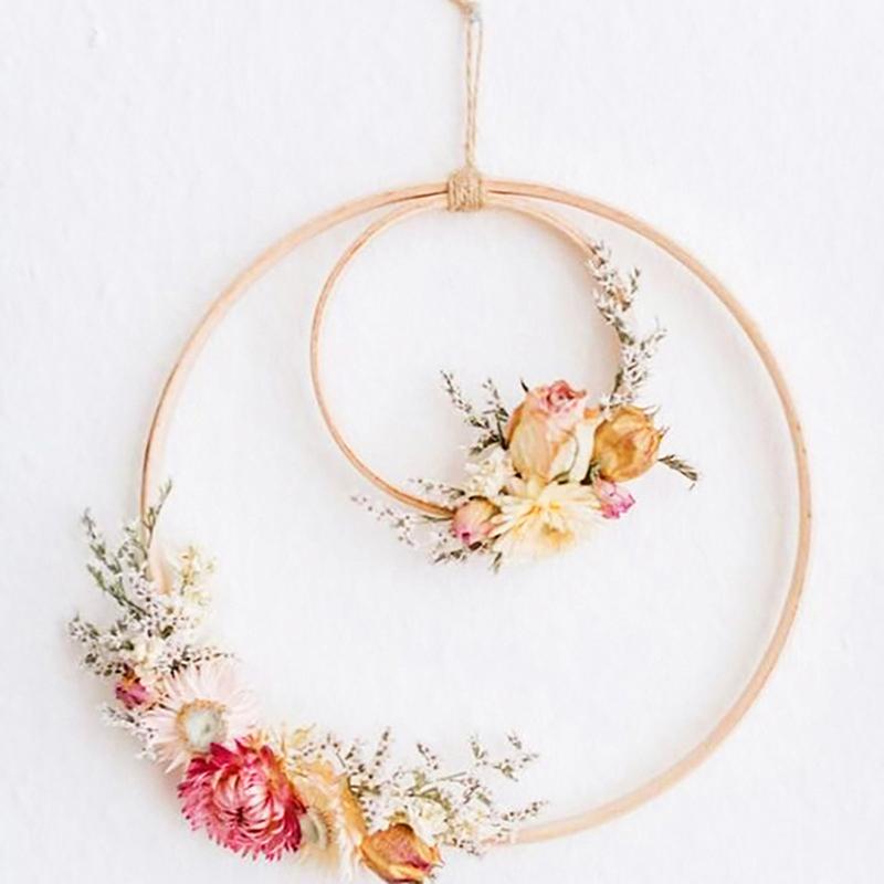 1Pc Bamboo Circle Frame Diy Dream Catcher Ring Embroidery Hoop Flower Wreath